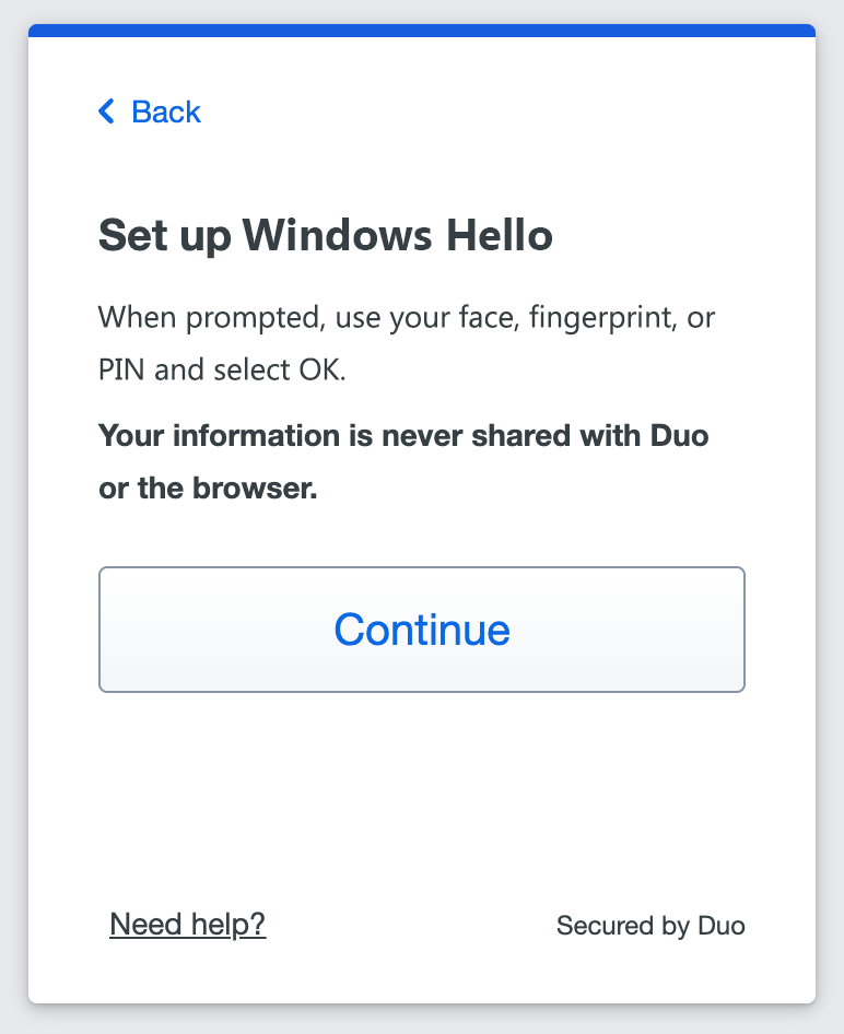 Start Duo Passwordless Setup