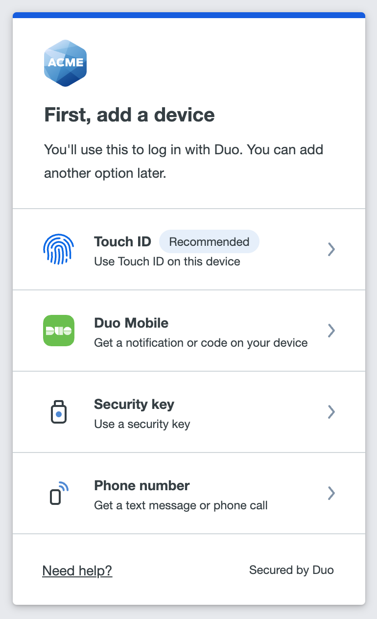 Select Identity Verification method