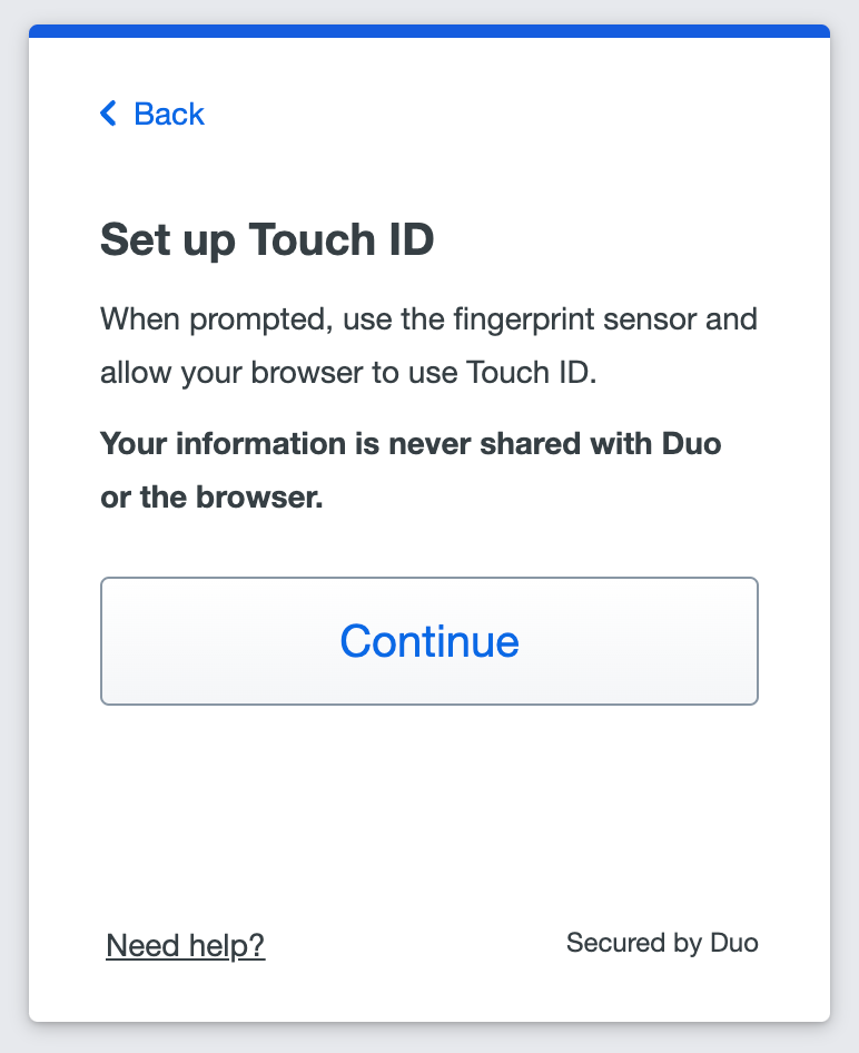 Begin Touch ID Enrollment